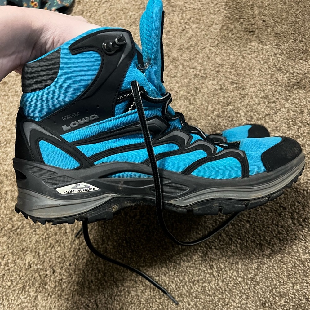 Lowa Teal Blue and Black Waterproof Hiking Boots Goretex - Picture 7 of 8